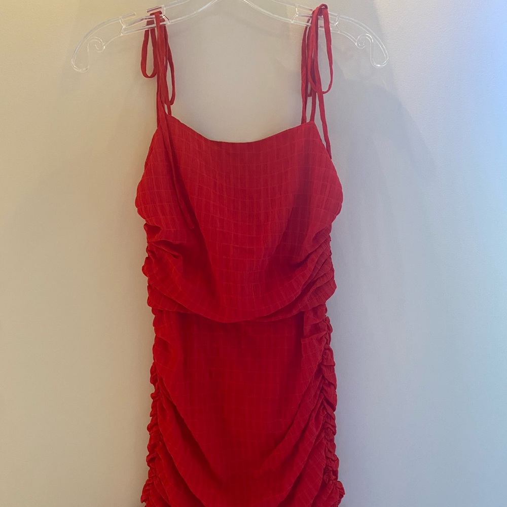 Lovers + Friends Amy mini dress in cherry with tie straps size XXS.